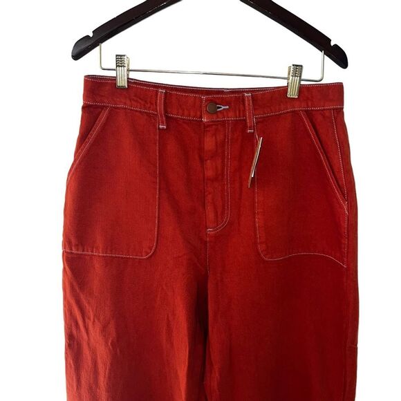 Roller Rabbit Elle Twill Wide Leg High Rise Cropped Pants Terra Cotta 10 NWT - Picture 5 of 16